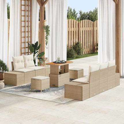 Trädgårdsoffset med kudde 8 pcs Beige konstrotting