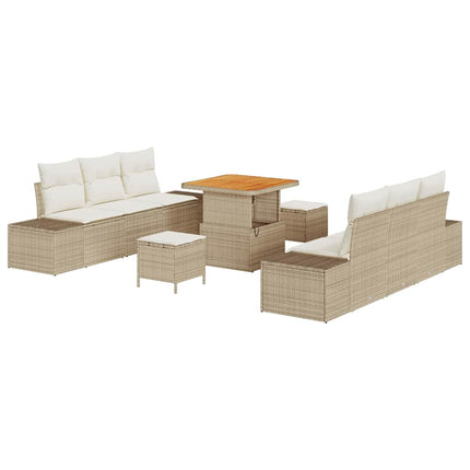 Trädgårdsoffset med kudde 9 pcs Beige konstrotting