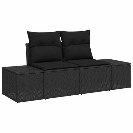 Trädgårdsoffset med kudde 8 pcs Svart konstrotting