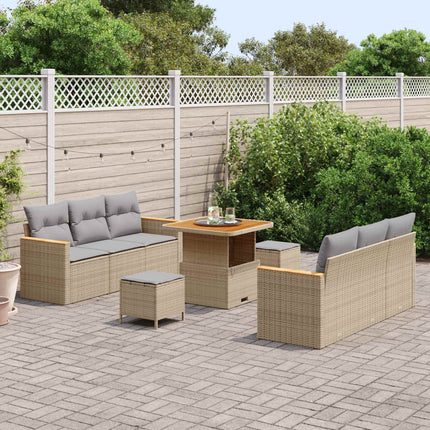 Trädgårdsoffset 9 pcs Beige konstrotting