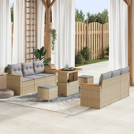 Trädgårdsoffset 9 pcs Beige konstrotting