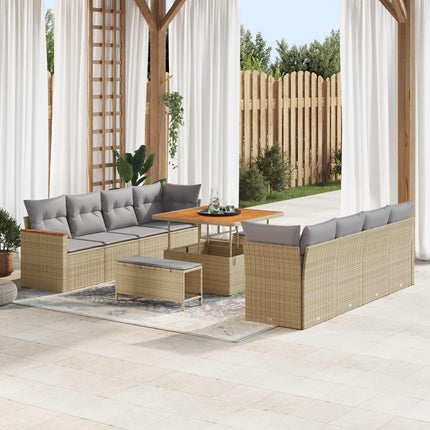 Trädgårdsoffset 11 pcs Beige konstrotting