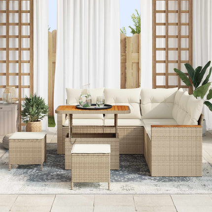 Trädgårdsoffset 8 pcs Beige konstrotting