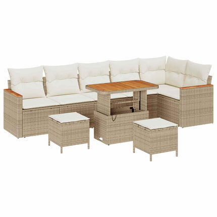 Trädgårdsoffset 9 pcs Beige konstrotting