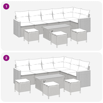 Trädgårdsoffset 10 pcs Beige konstrotting