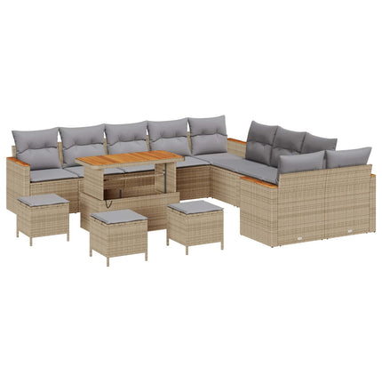 Trädgårdsoffset 14 pcs Beige konstrotting