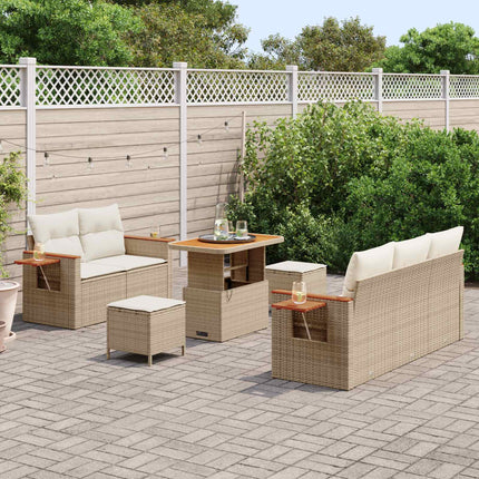 Trädgårdsoffset 8 pcs Beige konstrotting