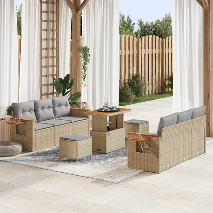 Trädgårdsoffset 9 pcs Beige konstrotting