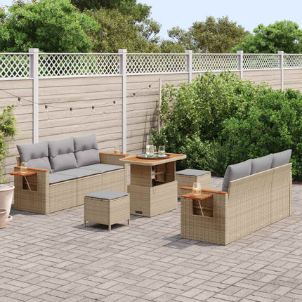 Trädgårdsoffset 9 pcs Beige konstrotting
