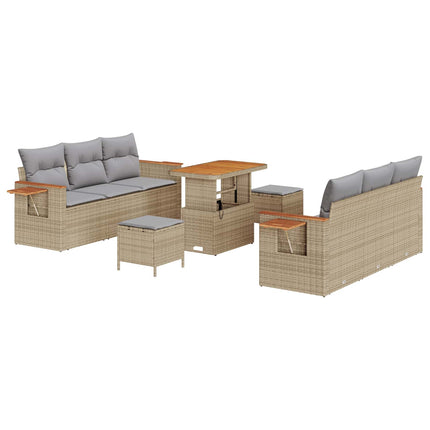 Trädgårdsoffset 9 pcs Beige konstrotting