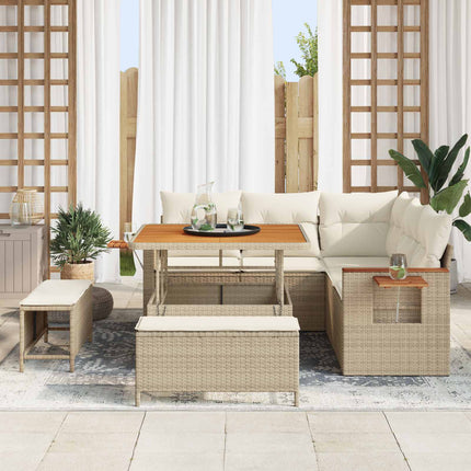 Trädgårdsoffset 8 pcs Beige konstrotting