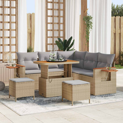 Trädgårdsoffset 8 pcs Beige konstrotting