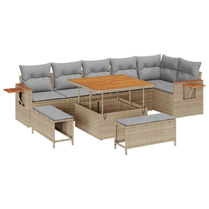 Trädgårdsoffset 9 pcs Beige konstrotting