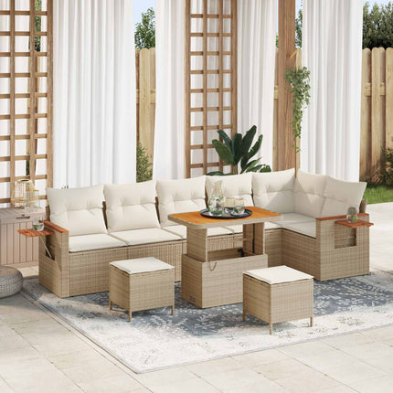 Trädgårdsoffset 9 pcs Beige konstrotting