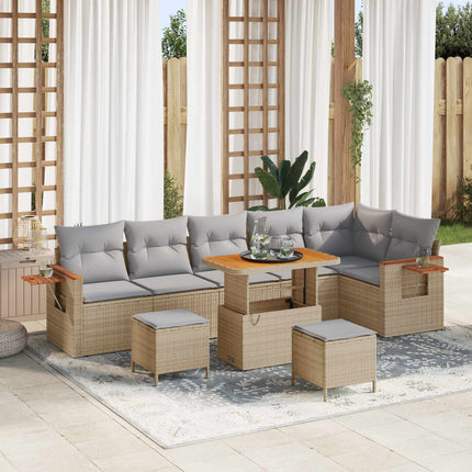 Trädgårdsoffset 9 pcs Beige konstrotting