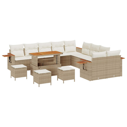 Trädgårdsoffset 14 pcs Beige konstrotting