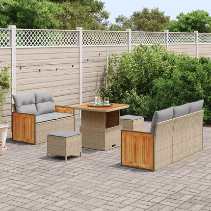 Trädgårdsoffset med kudde 8 pcs Beige och Ljusgrå