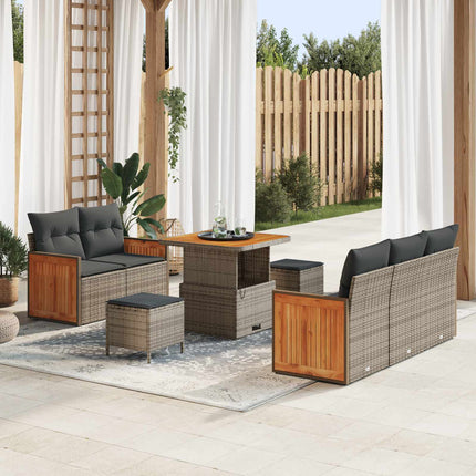 Trädgårdsoffset 8 pcs Grå Poly Rattan och Pulverlackerad Stål
