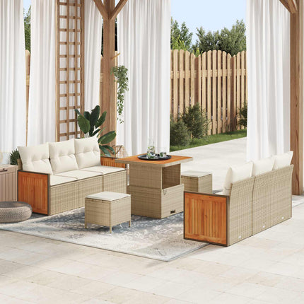Trädgårdsoffset 9 st 8-Antal sittplatser Beige och gräddfärgad