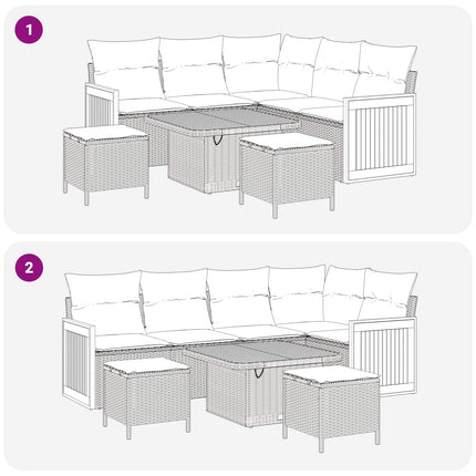 Trädgårdsoffset 8 st 8-Antal sittplatser Beige och gräddfärgad
