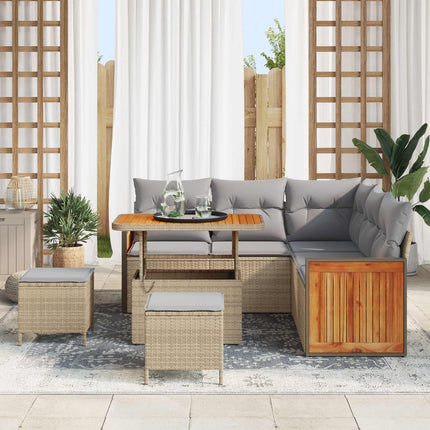 Trädgårdsoffset med kudde 8 pcs Beige och Ljusgrå