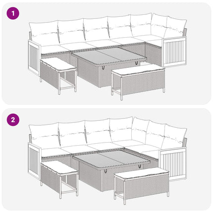 Trädgårdsoffset med kudde 9 pcs Beige och Ljusgrå