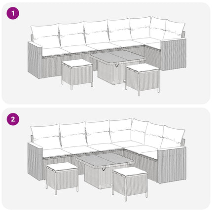 Trädgårdsoffset med kudde 9 pcs Beige och Ljusgrå
