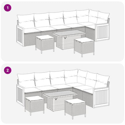 Trädgårdsoffset med kudde 9 pcs Beige och gräddfärgad
