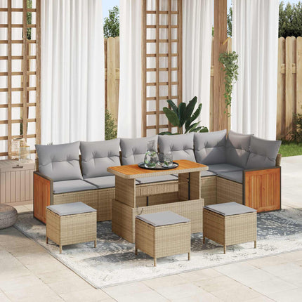 Trädgårdsoffset med kudde 10 pcs Beige och Ljusgrå