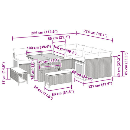 Trädgårdsoffset med kudde 12 pcs Beige och Ljusgrå