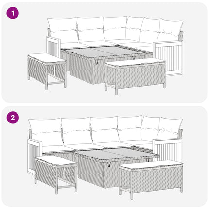 Trädgårdsoffset 12 pcs Grå Poly Rattan och Pulverlackerad Stål