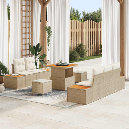 Trädgårdsoffset 8 st 7-Antal sittplatser Beige och gräddfärgad