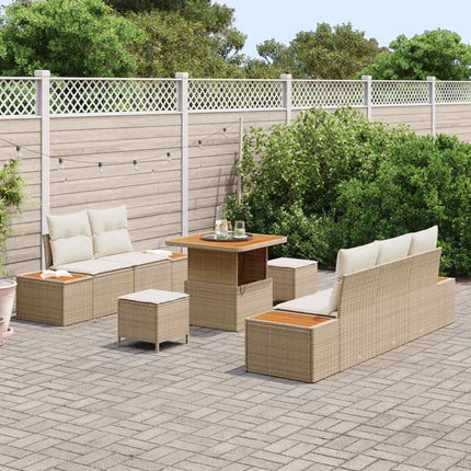 Trädgårdsoffset 8 st 7-Antal sittplatser Beige och gräddfärgad
