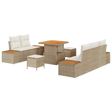 Trädgårdsoffset 8 st 7-Antal sittplatser Beige och gräddfärgad