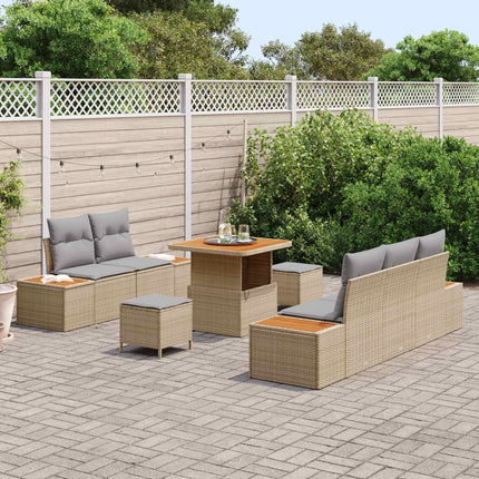 Trädgårdsoffset med kudde 8 pcs Beige och Ljusgrå
