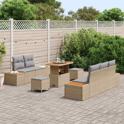 Trädgårdsoffset med kudde 8 pcs Beige och Ljusgrå