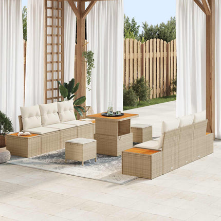 Trädgårdsoffset 9 st 8-Antal sittplatser Beige och gräddfärgad
