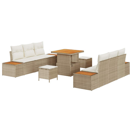 Trädgårdsoffset 9 st 8-Antal sittplatser Beige och gräddfärgad