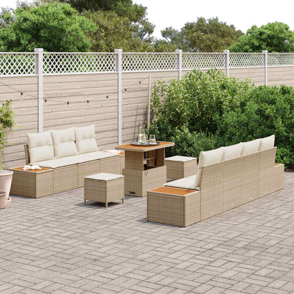 Trädgårdsoffset med kudde 10 pcs Beige och gräddfärgad