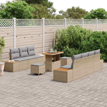 Trädgårdsoffset med kudde 10 pcs Beige och Ljusgrå