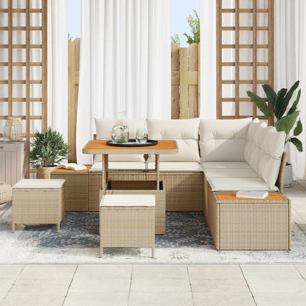 Trädgårdsoffset 8 st 7-Antal sittplatser Beige och gräddfärgad