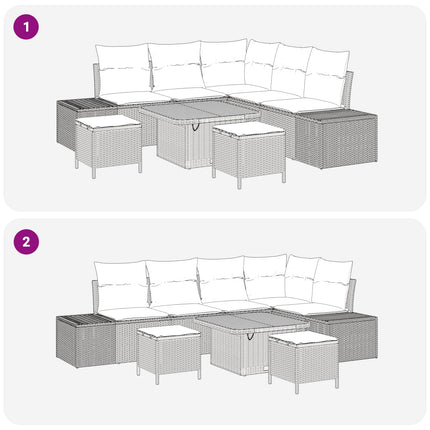 Trädgårdsoffset 8 st 7-Antal sittplatser Beige och gräddfärgad