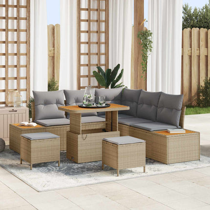 Trädgårdsoffset med kudde 8 pcs Beige och Ljusgrå