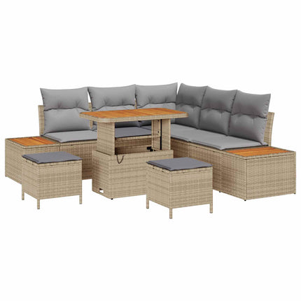Trädgårdsoffset med kudde 8 pcs Beige och Ljusgrå