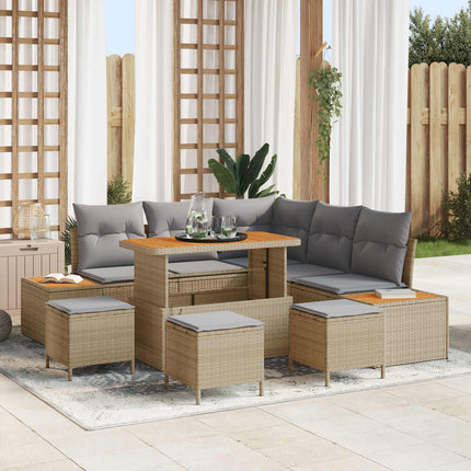 Trädgårdsoffset 9 st 8-Antal sittplatser Beige och Ljusgrå