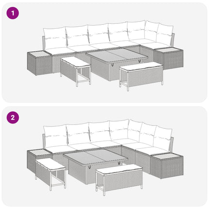 Trädgårdsoffset med kudde 9 pcs Beige och gräddfärgad