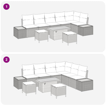 Trädgårdsoffset 9 pcs Svart Poly Rattan och Pulverlackerad Stål