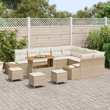 Trädgårdsoffset med kudde 13 pcs Beige och gräddfärgad