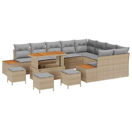 Trädgårdsoffset med kudde 13 pcs Beige och Ljusgrå