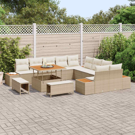 Trädgårdsoffset med kudde 13 pcs Beige och gräddfärgad